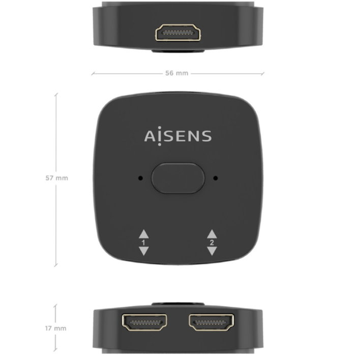 Aisens Conmutador HDMI 4K@60Hz Bidireccional A123-0948 Negro